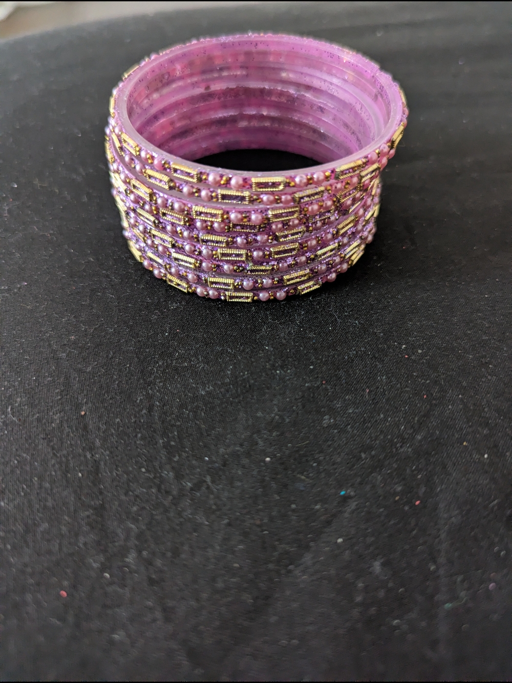 Purple Beaded Women's Bangle Bracelet